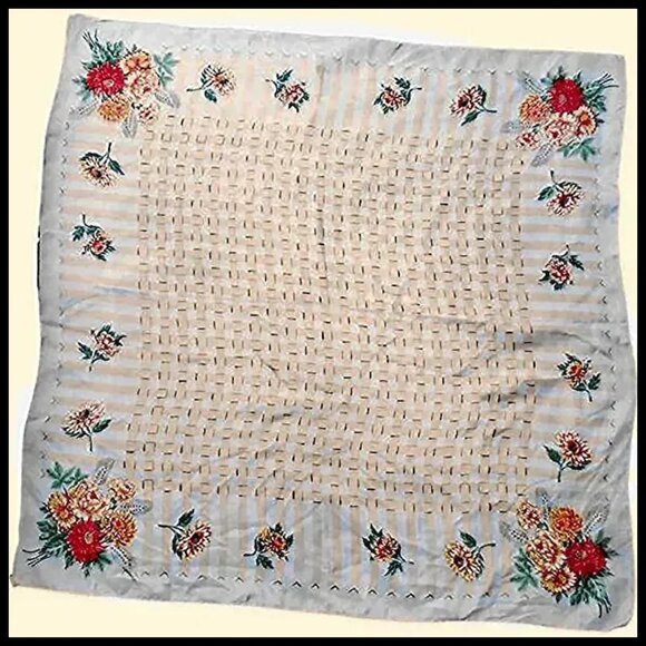 Vintage Rockabilly Scarf Retro Floral Silk Rayon VFG Headwrap Kerchief Babushka - Picture 7 of 16